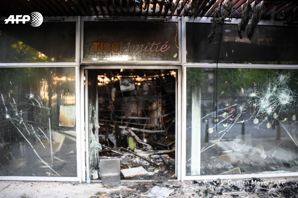 Dozens of cars and several buildings were set alight in Nantes, western France, in a third night of rioting over the fatal police shooting of a young man    