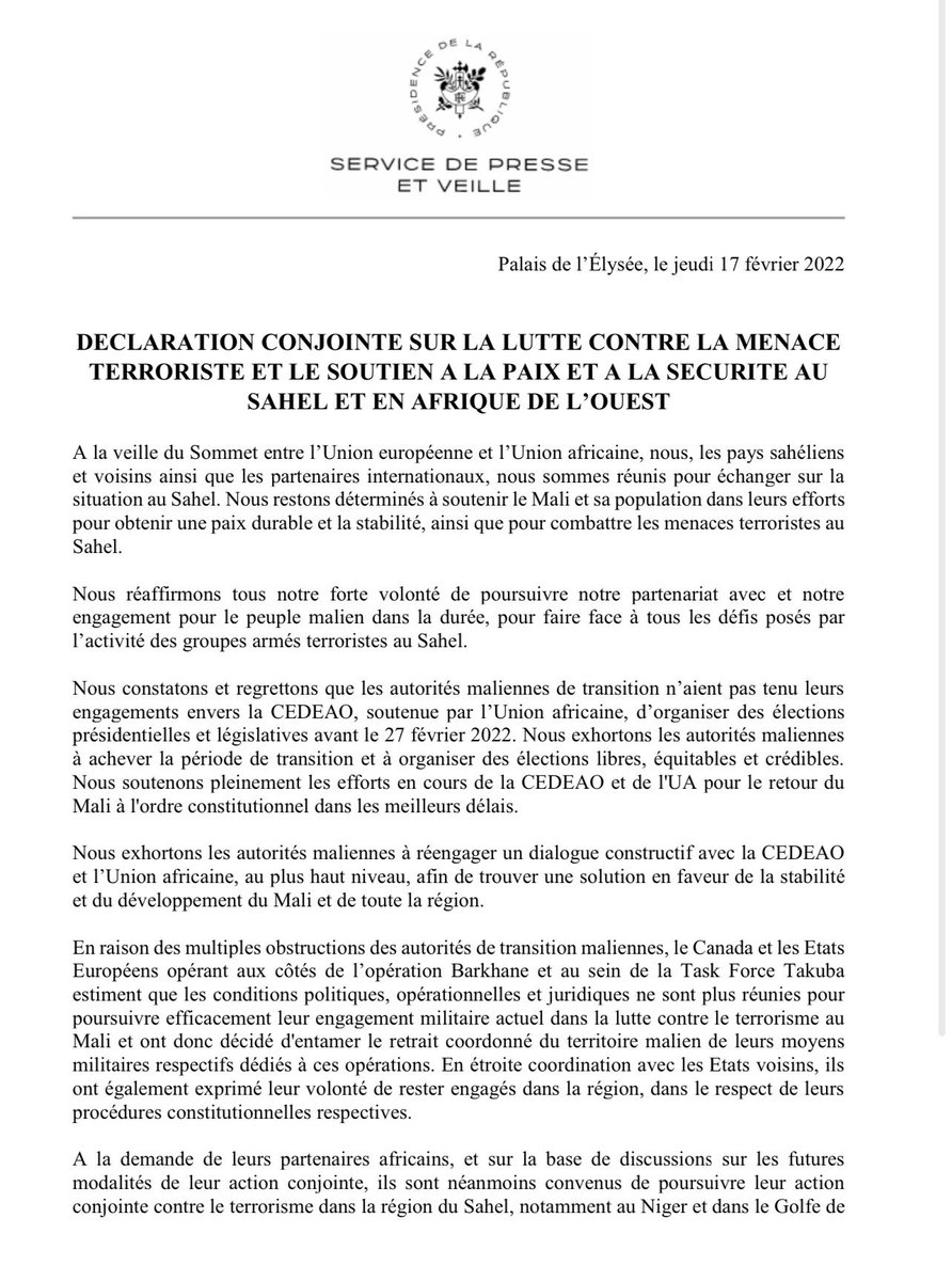 France, it's European allies  & Canada will withdraw troops from Mali due to multiple obstructions by the ruling military junta said France's President Emmanuel Macron. Some troops will now be hosted in Niger & some will provide support to countries around the Gulf of Guinea