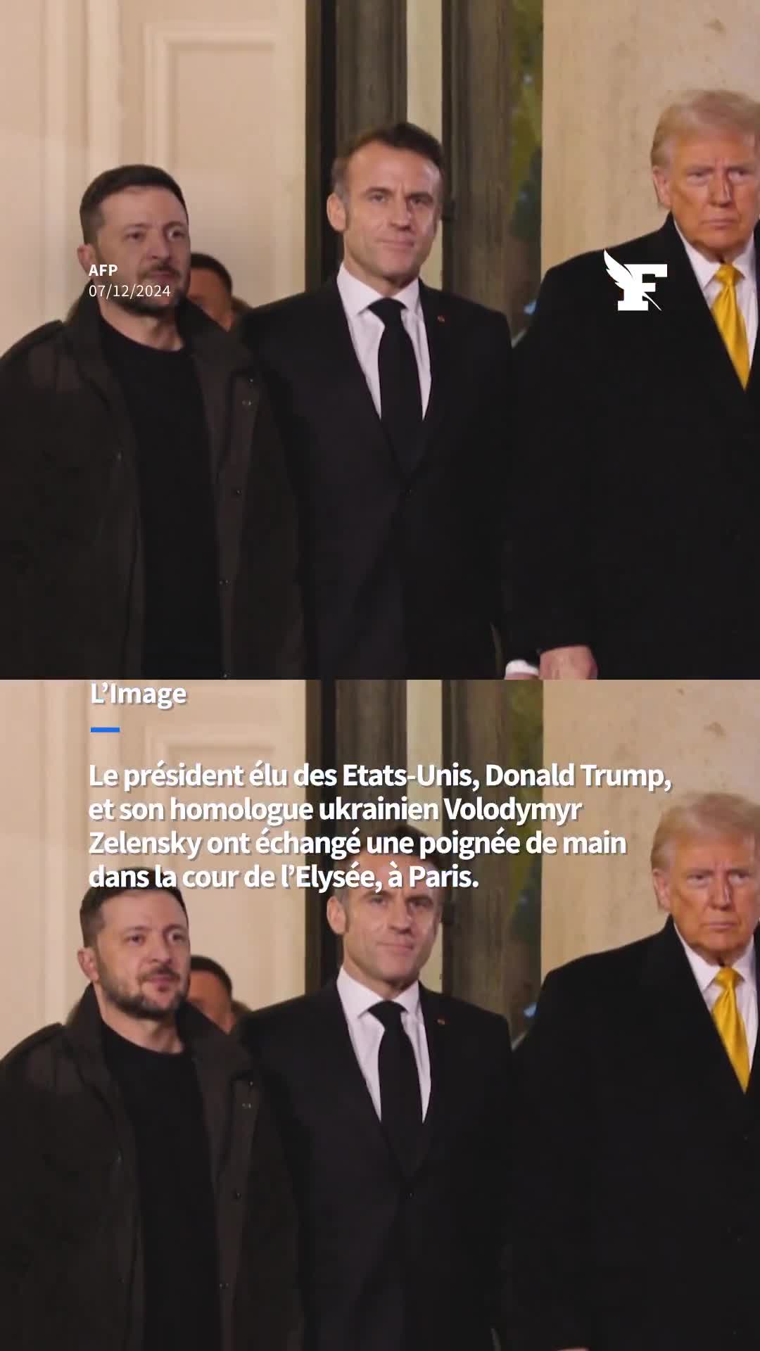 Après un échange d'une trentaine de minutes entre les trois chefs d'État français, ukrainien et américain au palais de l'Élysée, Volodymyr Zelensky et Donald Trump ont été filmés en train de quitter l'Élysée