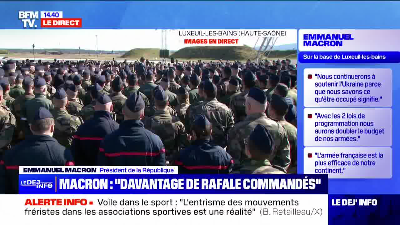 Emmanuel Macron announces 1.5 billion euros invested by the State to modernize the air base at Luxeuil-les-Bains