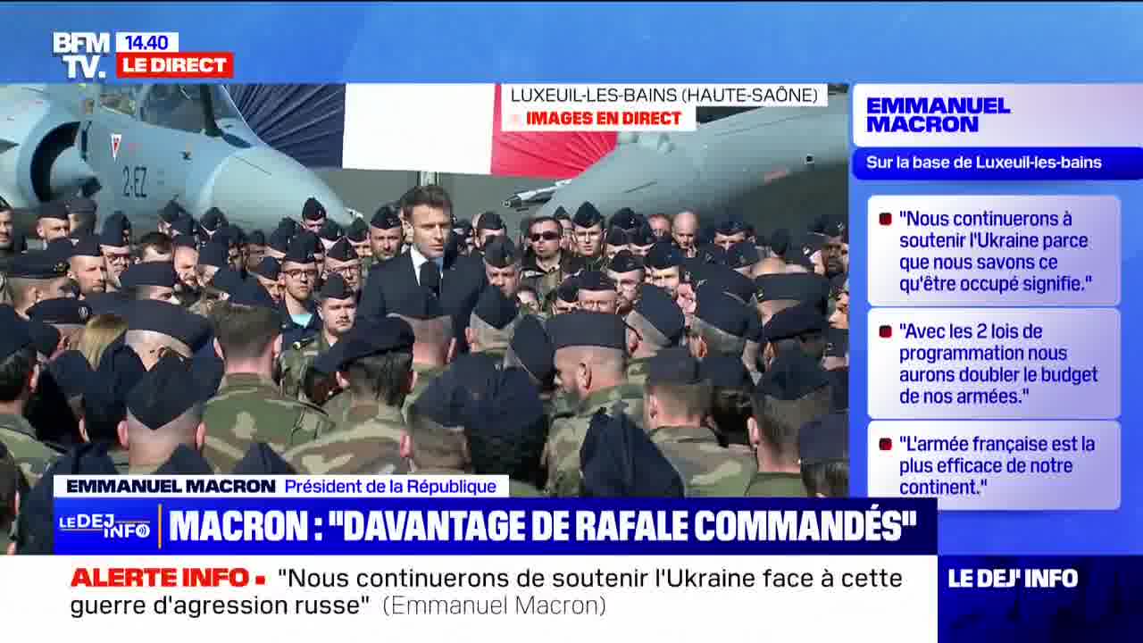 Emmanuel Macron announces 1.5 billion euros invested by the State to modernize the air base at Luxeuil-les-Bains