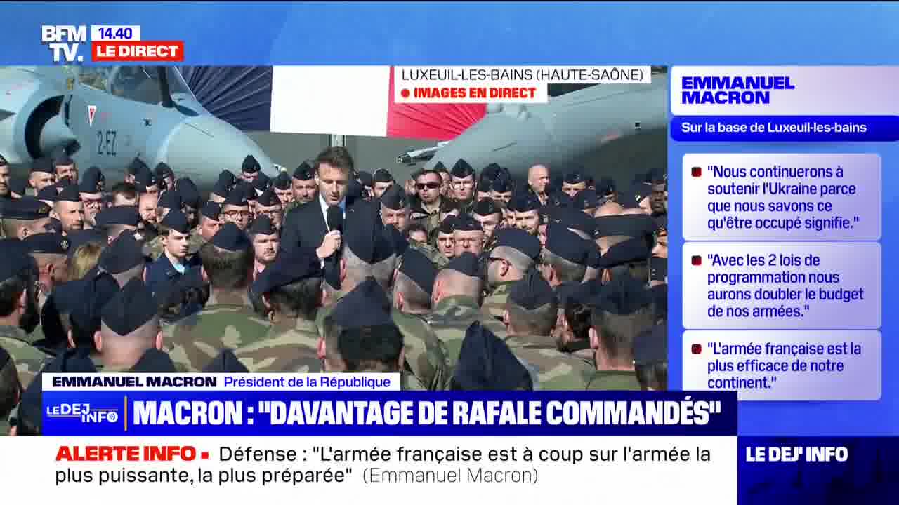 Emmanuel Macron announces 1.5 billion euros invested by the State to modernize the air base at Luxeuil-les-Bains