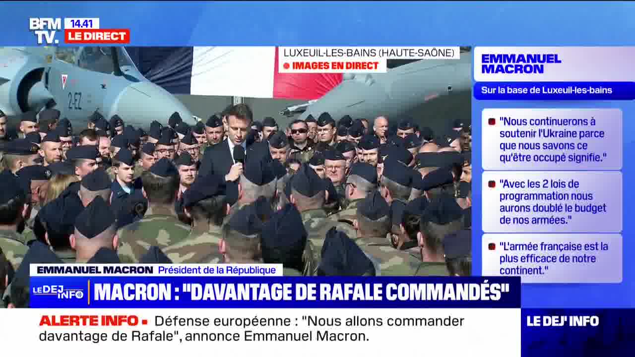 Emmanuel Macron announces 1.5 billion euros invested by the State to modernize the air base at Luxeuil-les-Bains