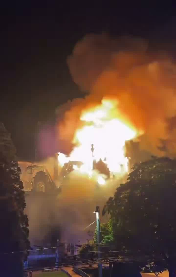 France: The bell tower of Limoges City Hall has collapsed after a major fire engulfed the historic building during protests. The landmark, inaugurated in 1883, was over 140 years old.