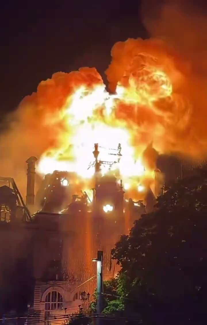 France: The bell tower of Limoges City Hall has collapsed after a major fire engulfed the historic building during protests. The landmark, inaugurated in 1883, was over 140 years old.