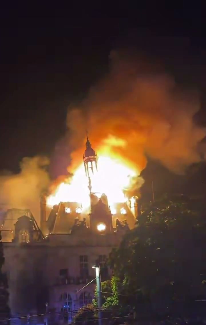 France: The bell tower of Limoges City Hall has collapsed after a major fire engulfed the historic building during protests. The landmark, inaugurated in 1883, was over 140 years old.